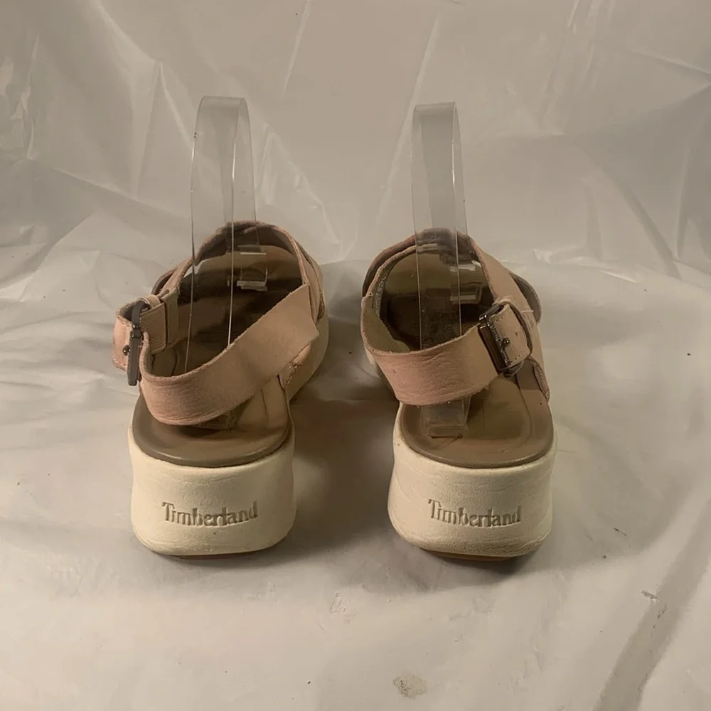Timberland Women’s Wind Slingback Hazelnut Beige Leather Platform Sandals